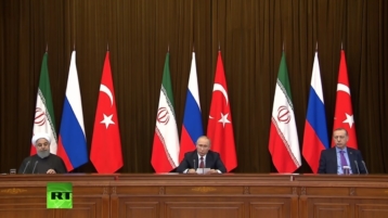 Persconferentie Poetin, Erdogan en Rouhani over Syrië